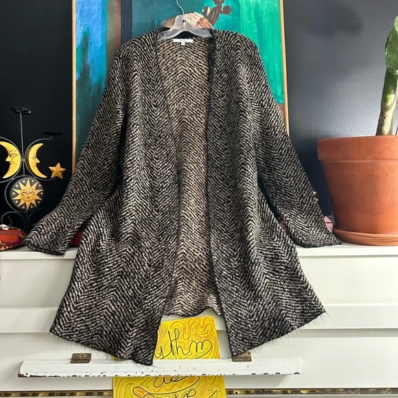 ALFRED SUNG Black and Tan Cardigan Medium - Picture 9 of 13